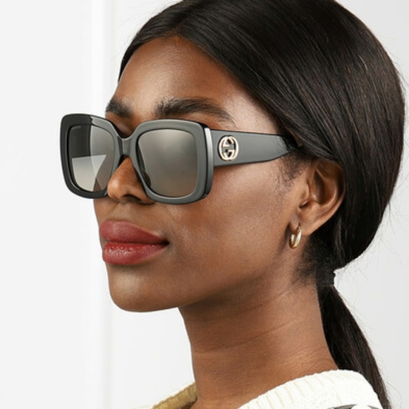 NEW GUCCI OVERSIZED SQUARE WOMEN'S SUNGLASSES GG0141SN 001 GUCCI BLACK EYEWEAR - Picture 7 of 9
